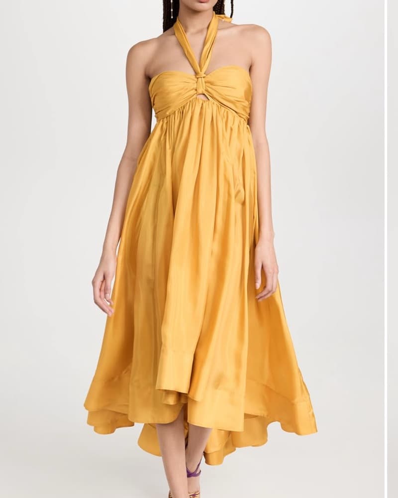 Zimmermann Yellow Silk Halter Maxi Dress - Image 2