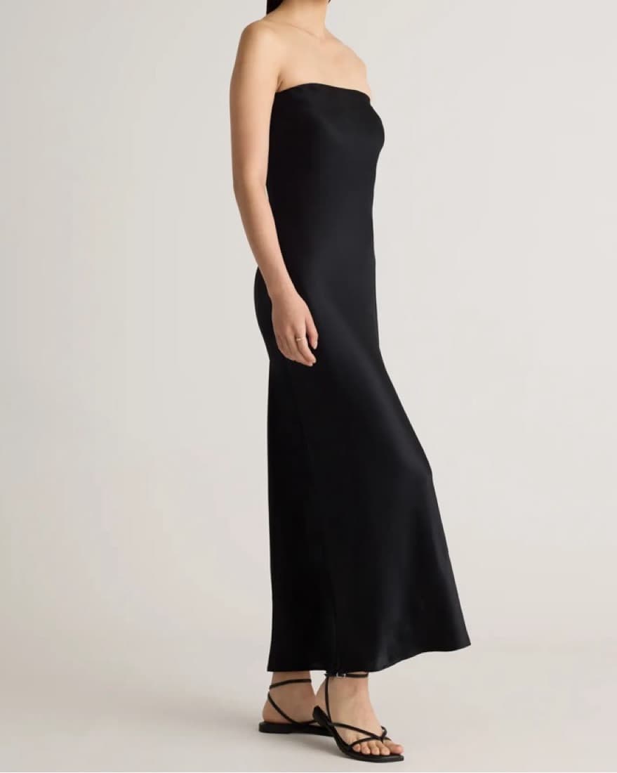Reformation Strapless Silk Black Dress  - Image 4