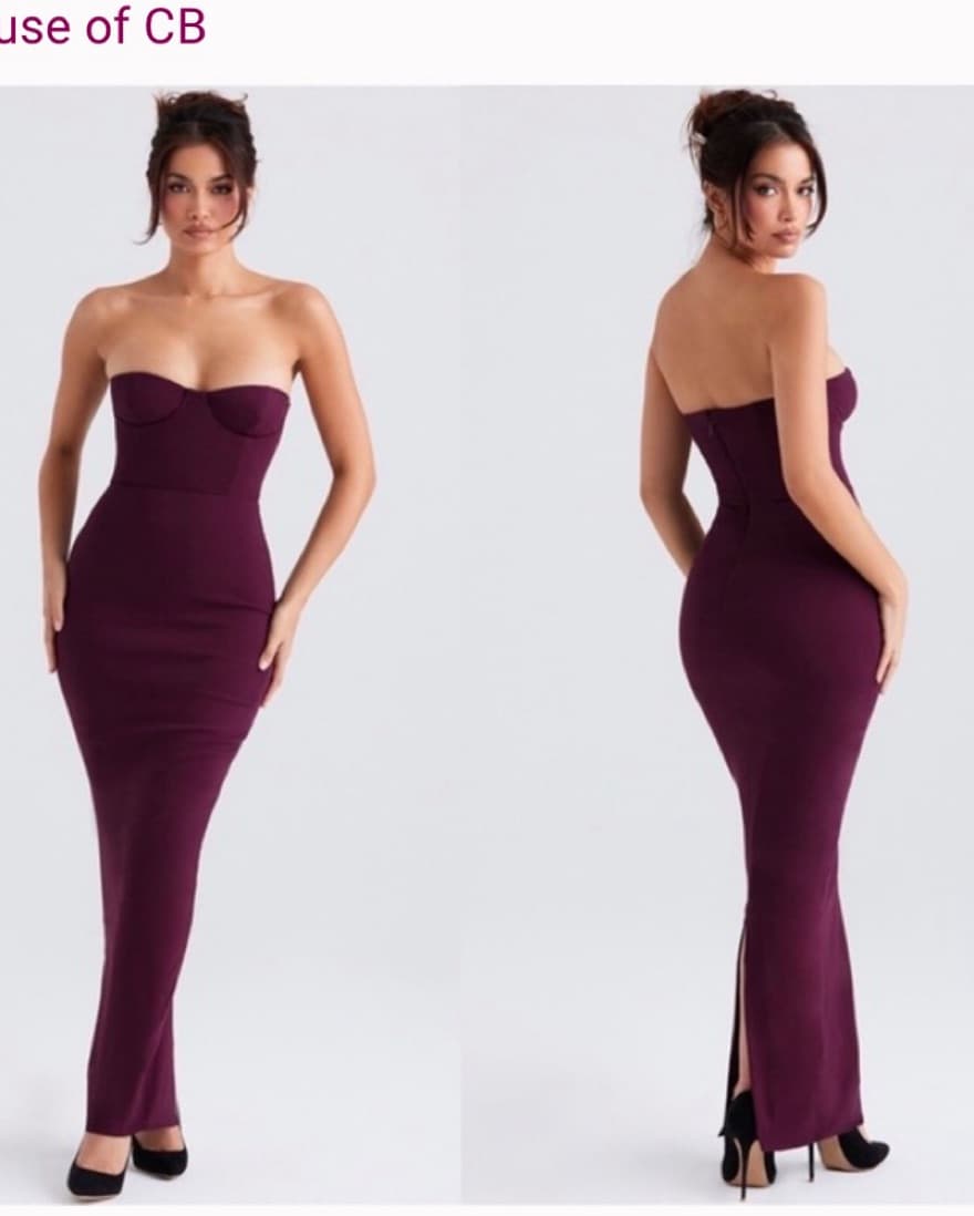 Elegant Plum Strapless Maxi Dress - Image 2