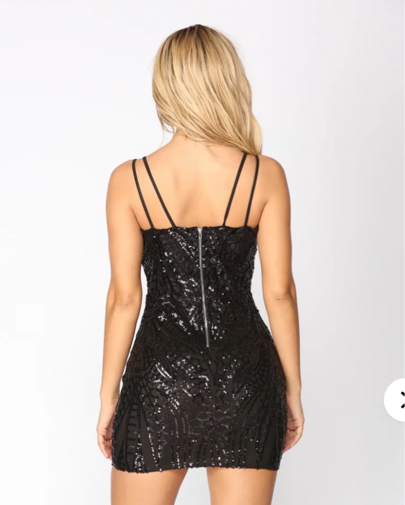 Glamorous Black Sequin Mini Dress - Image 3