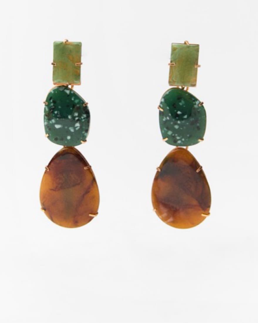Green Jewel Drop Earrings - Image 2