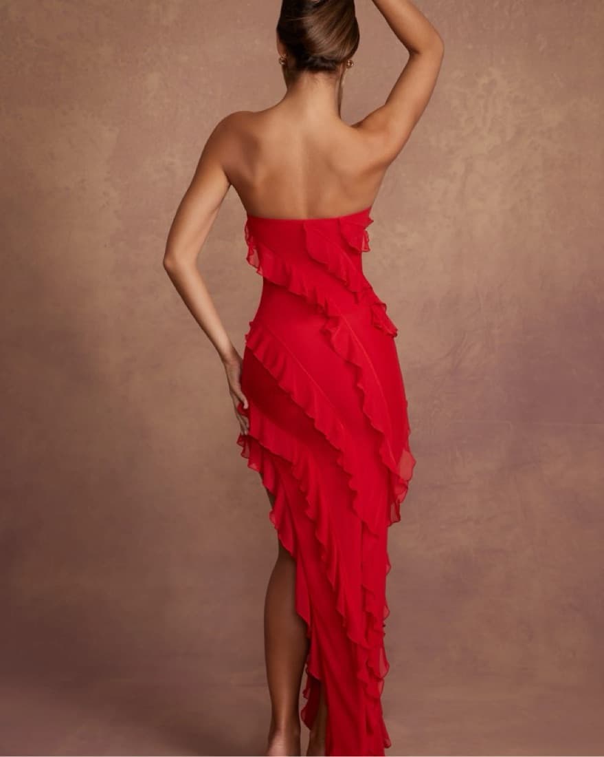 Oh Polly Red Ruffle Dress - Image 3
