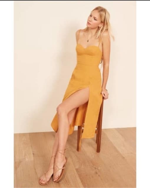 Reformation Nebraska Gold Linen Dress - Image 2