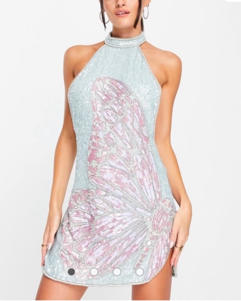 Asos Butterfly Sequin Dress 4 SMALL - Image 1
