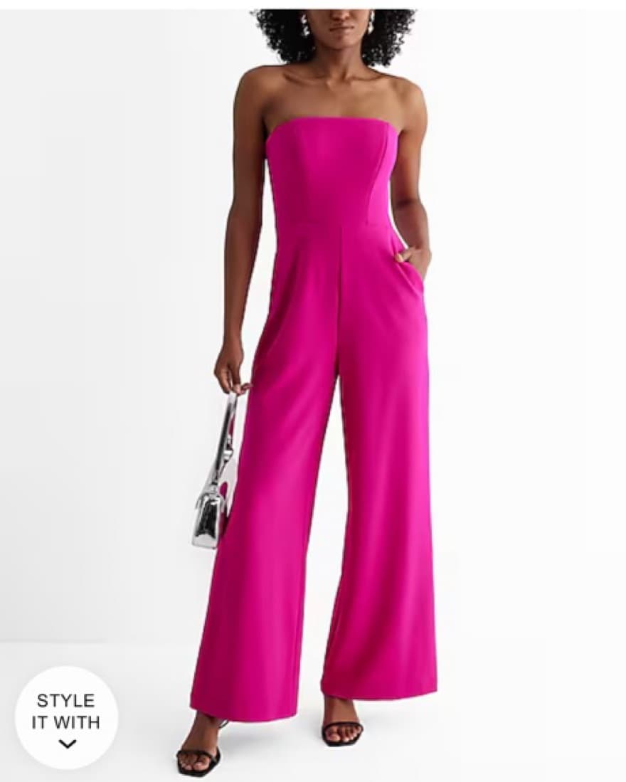 Express Pink Strapless Jumpsuit - Image 2