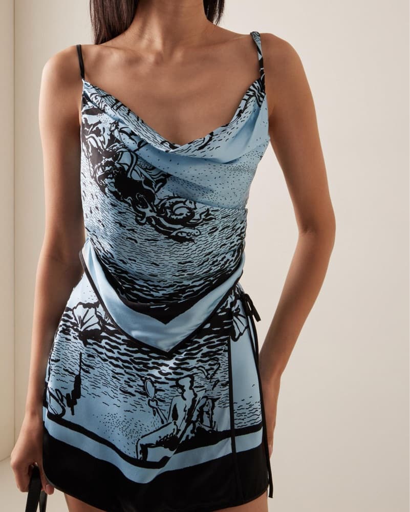 SIR Dreamwood Scarf Printed Silk Top - Image 1