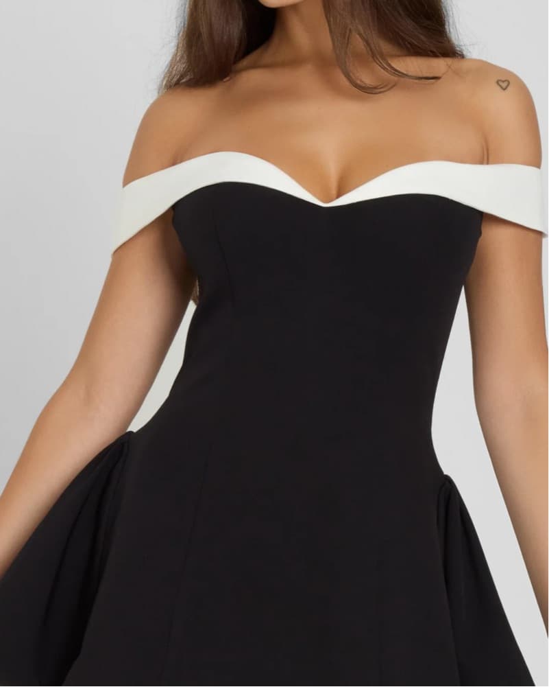 Leau Black & White Strapless Mini Dress - Image 6