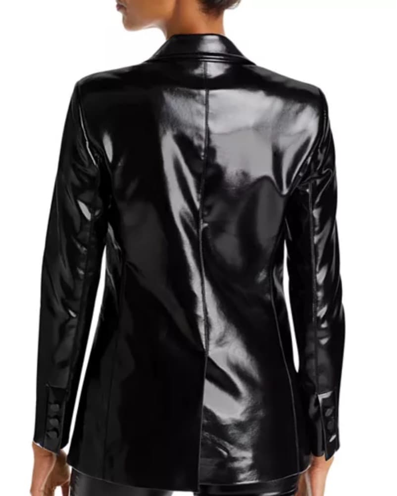 Black Vegan Patent Leather Jacket - Image 4