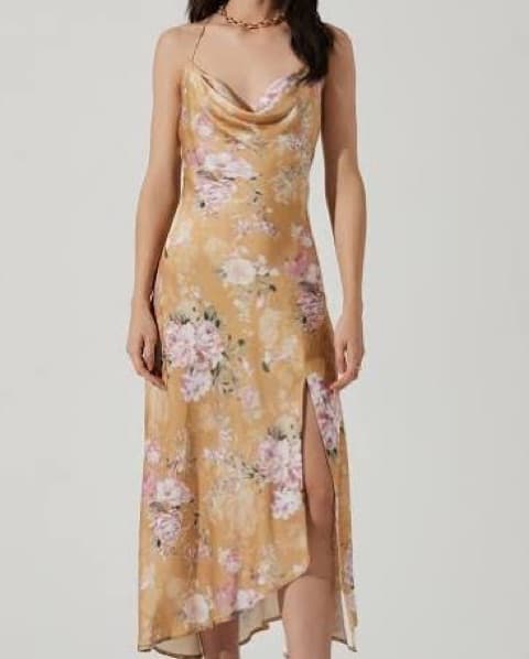 Gold Floral ASTR The Label Midi Dress - Image 3