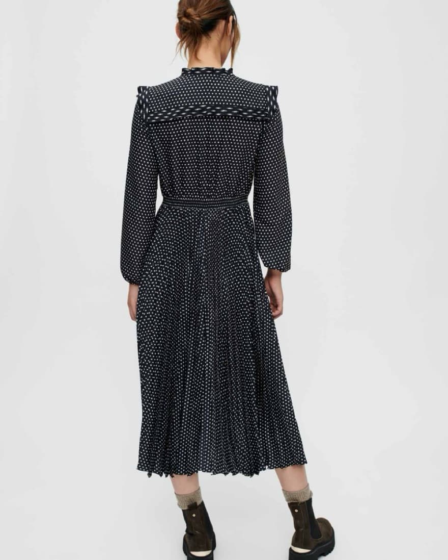 Maje Long Black Satin Dress - Image 2