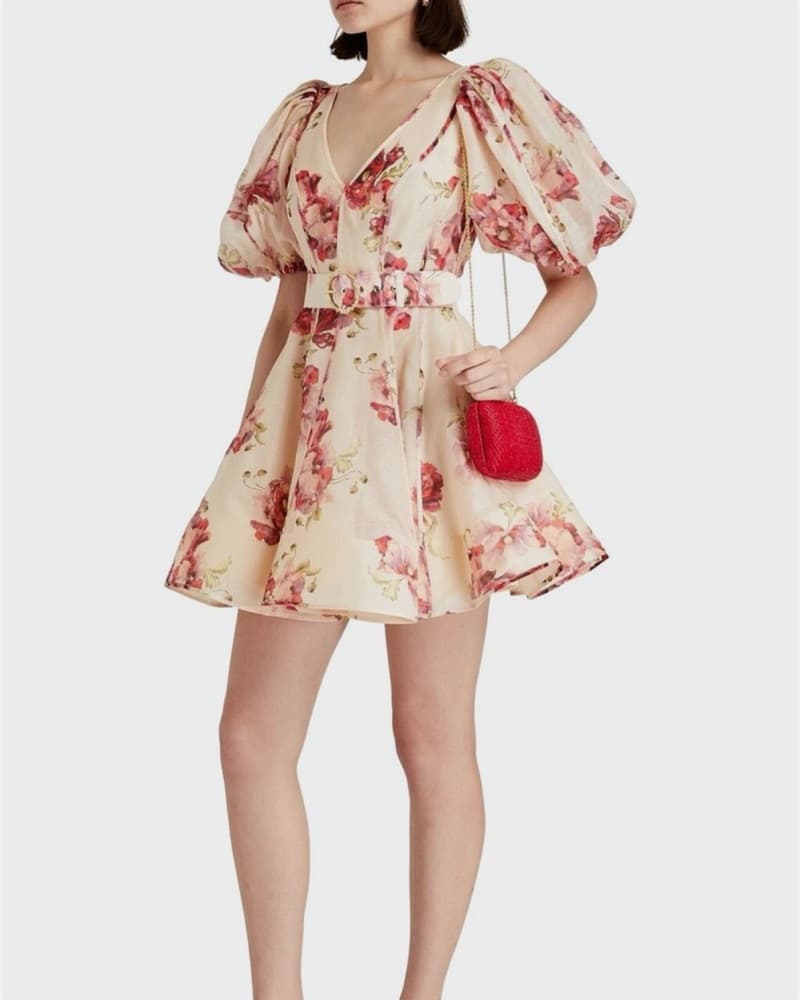 Zimmermann Floral Puff Sleeve Mini Dress - Image 1