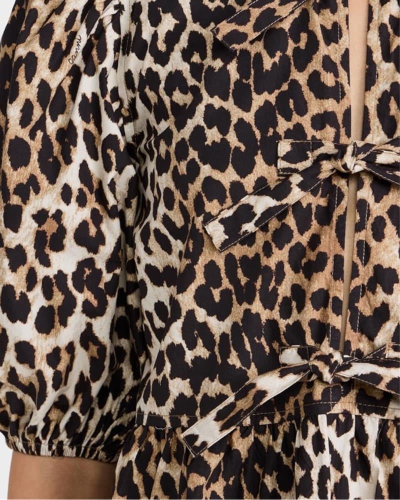 Ganni Leopard-Print Poplin mini Dress - Image 5