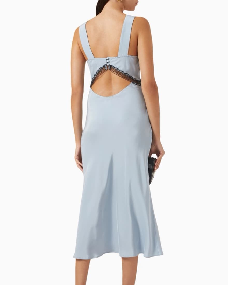 Reformation Blue Provence Dress In Silk - Image 2