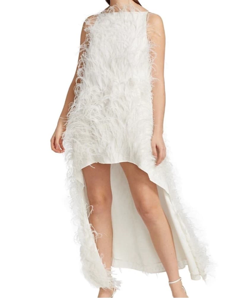 Elegant Feathery High Low Dress - Bridal - Image 3