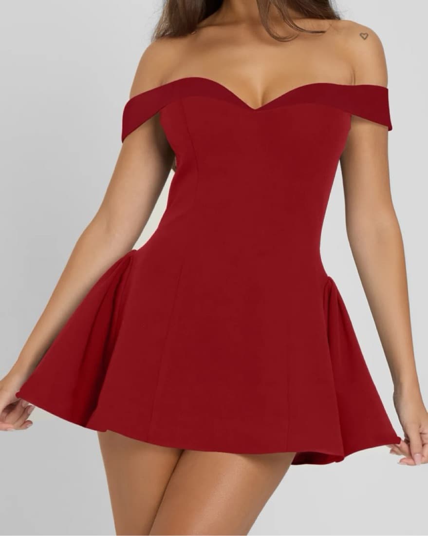 RAQUEL BABYDOLL CORSET MINI DRESS - RED - Image 2