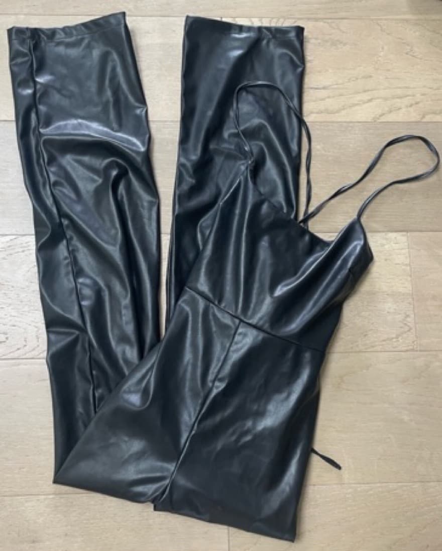 Sexy Faux Leather wide Leg Jumpsuit - Image 4