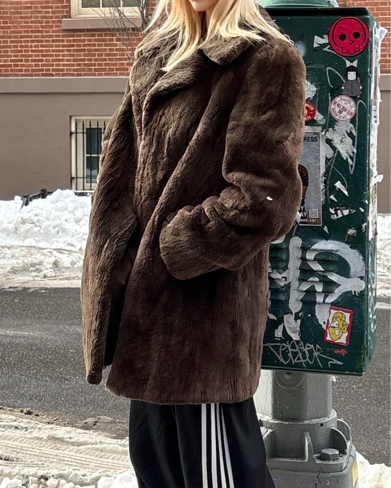 Real Fur Brown Vintage Jacket - Image 3