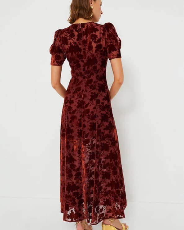 O.P.T. Copper Floral Ralph Velvet Dress  - Image 4