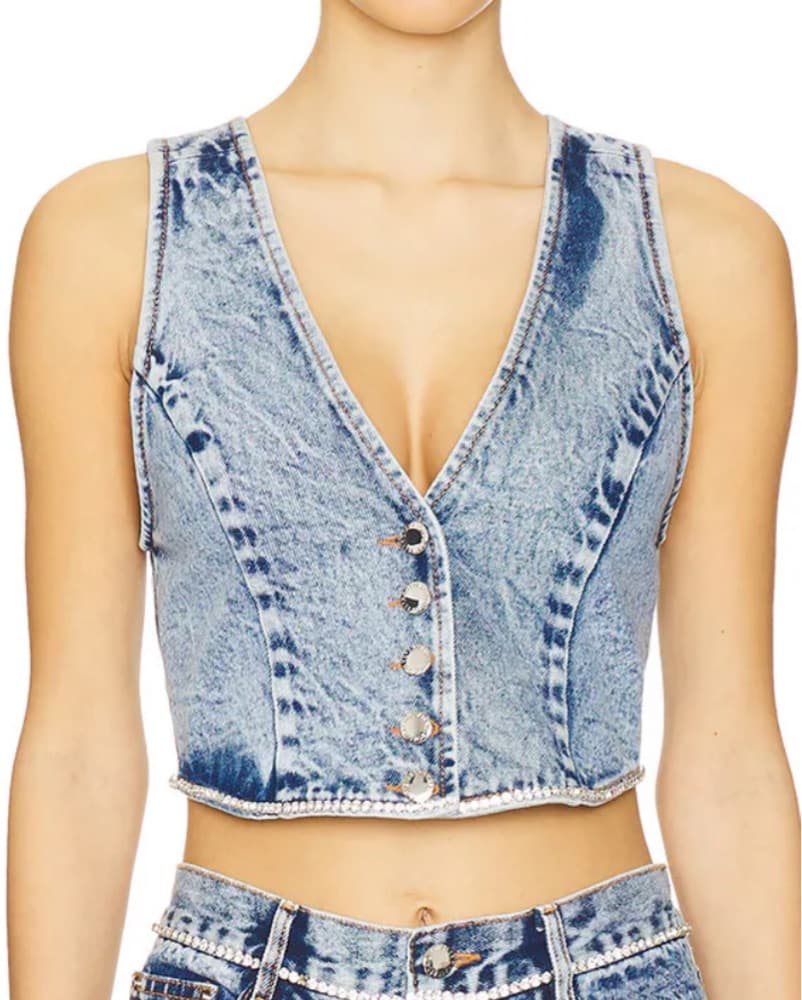 Retrofete Denim Sequin Top - Image 1