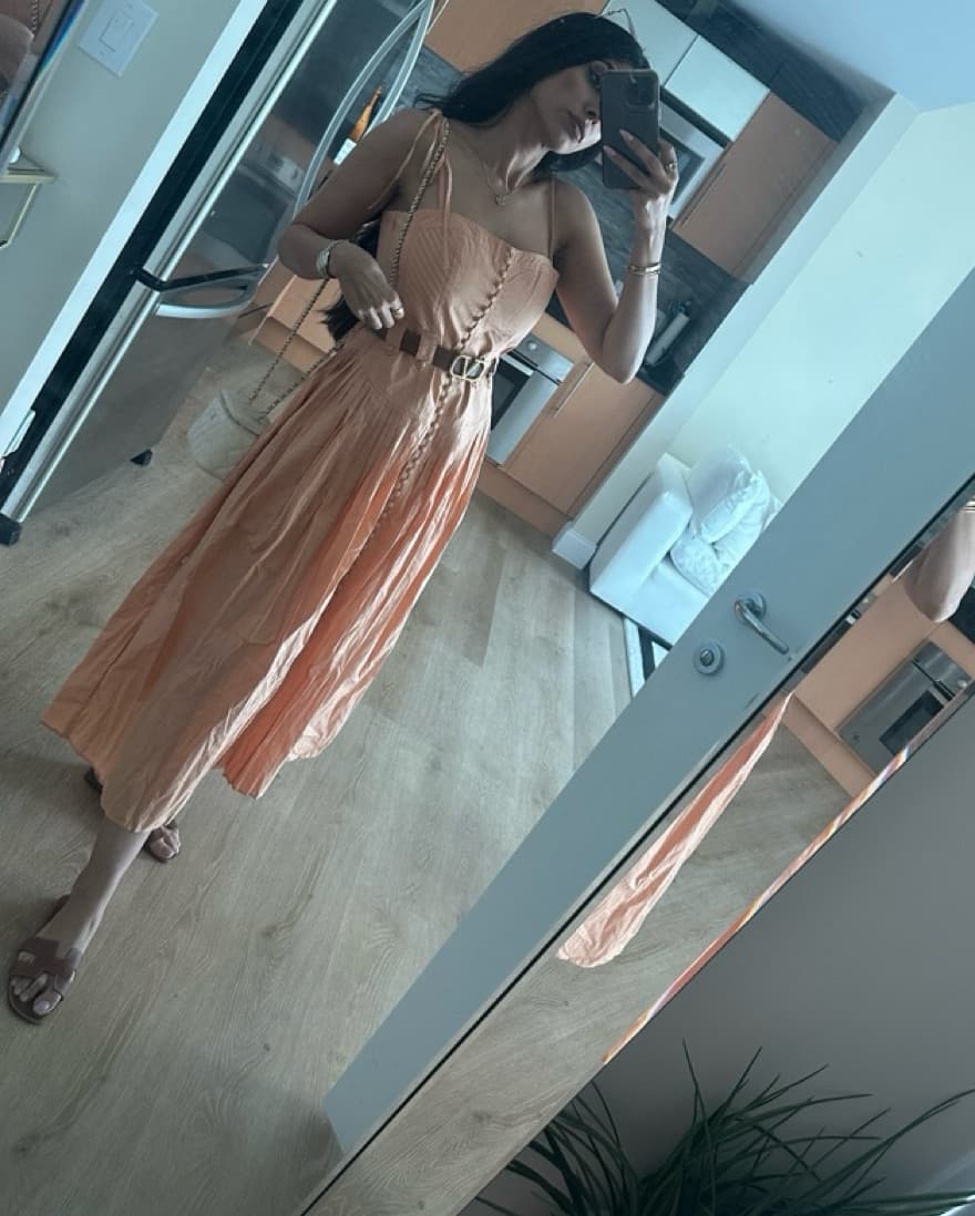 Peach Poplin Midi Dress  - Image 2