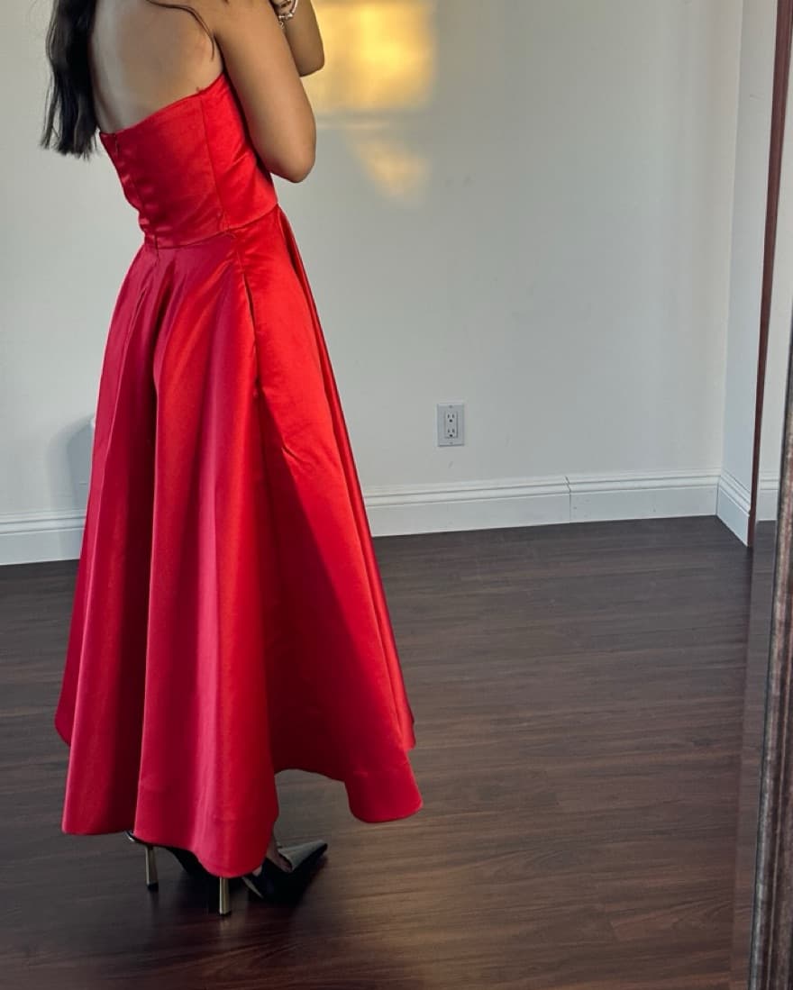 Classic Red Strapless Dress   - Image 2