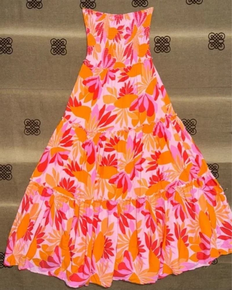  Flower Abstract Maxi Dress - Image 2