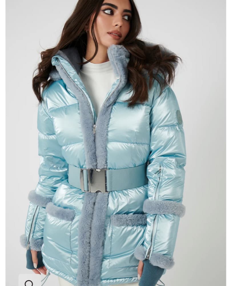 My Sunday Sky Blue Down Fur Ski Coat L - Image 1