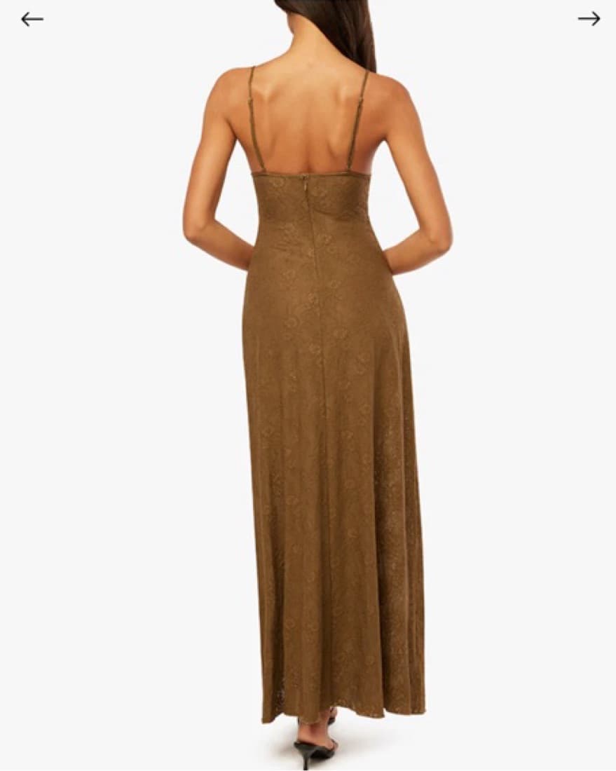 We Wore What V Front Midi Dress Brown - Image 2