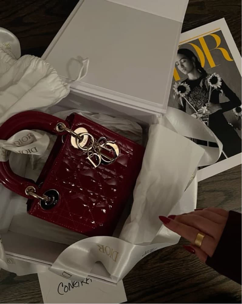 Mini Lady Dior Cherry Red Patent Cannage - Image 1