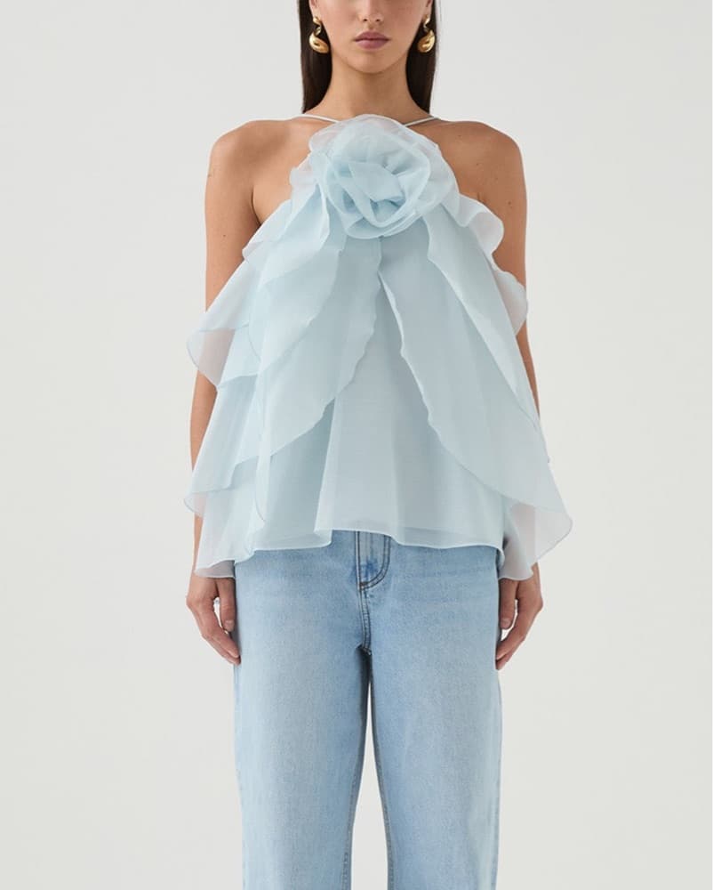 Aje Pandorea Layered Blue Ruffle Top - Image 1