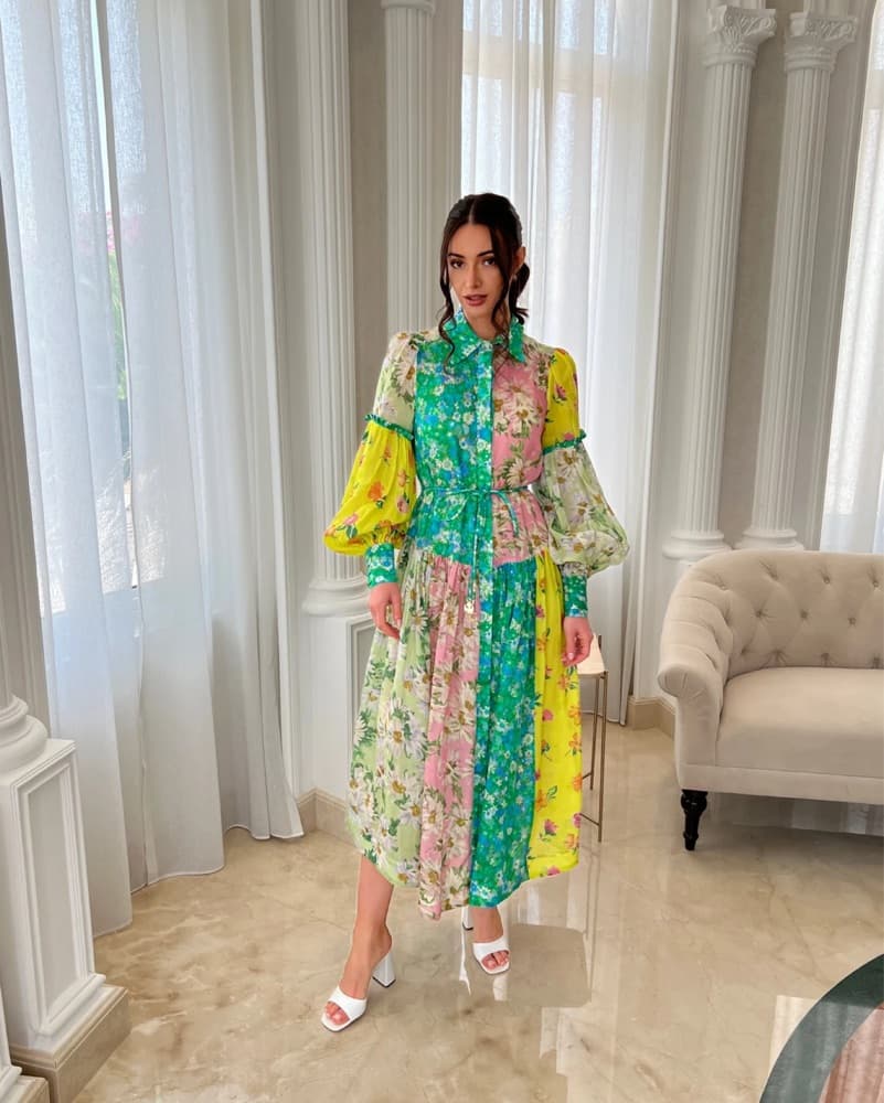 Alemais Kenzie Patchwork Midi Dress - Image 1