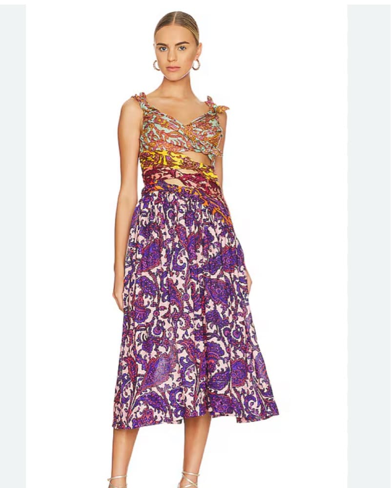 Zimmerman Tiggy Bow Linen Midi Dress 0 - Image 1