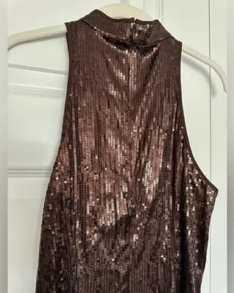 Sau Lee Sharon Brown Sequin Dress Qi Pao - Image 3