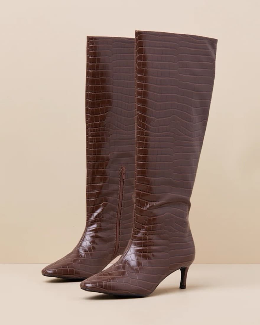 Lulus Brown Croc Boot - Image 1