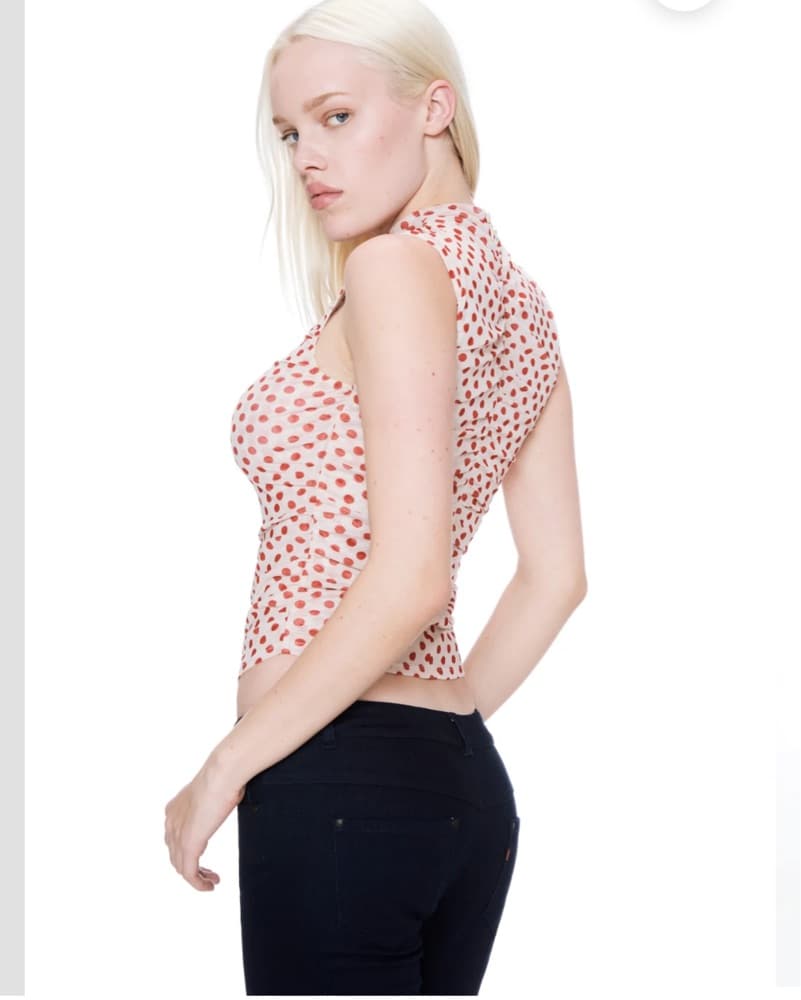MIAOU Red and White Polka Dot Cam Top - Image 2
