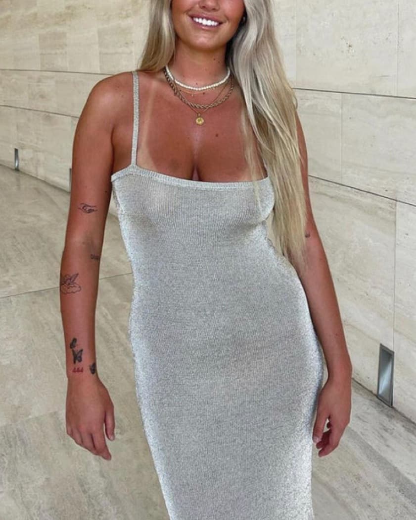 Silver Sheer Midi Dress  - Image 2