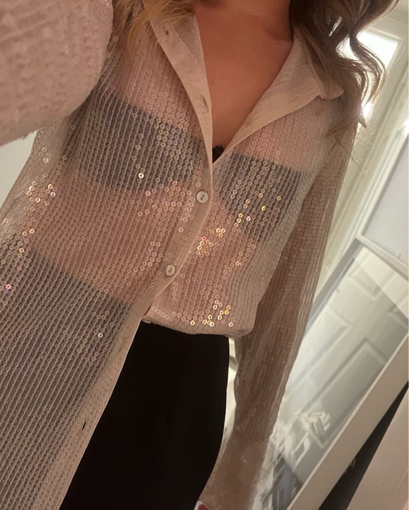 Rat And Boa Sheer Sequin Button Down  - Image 3