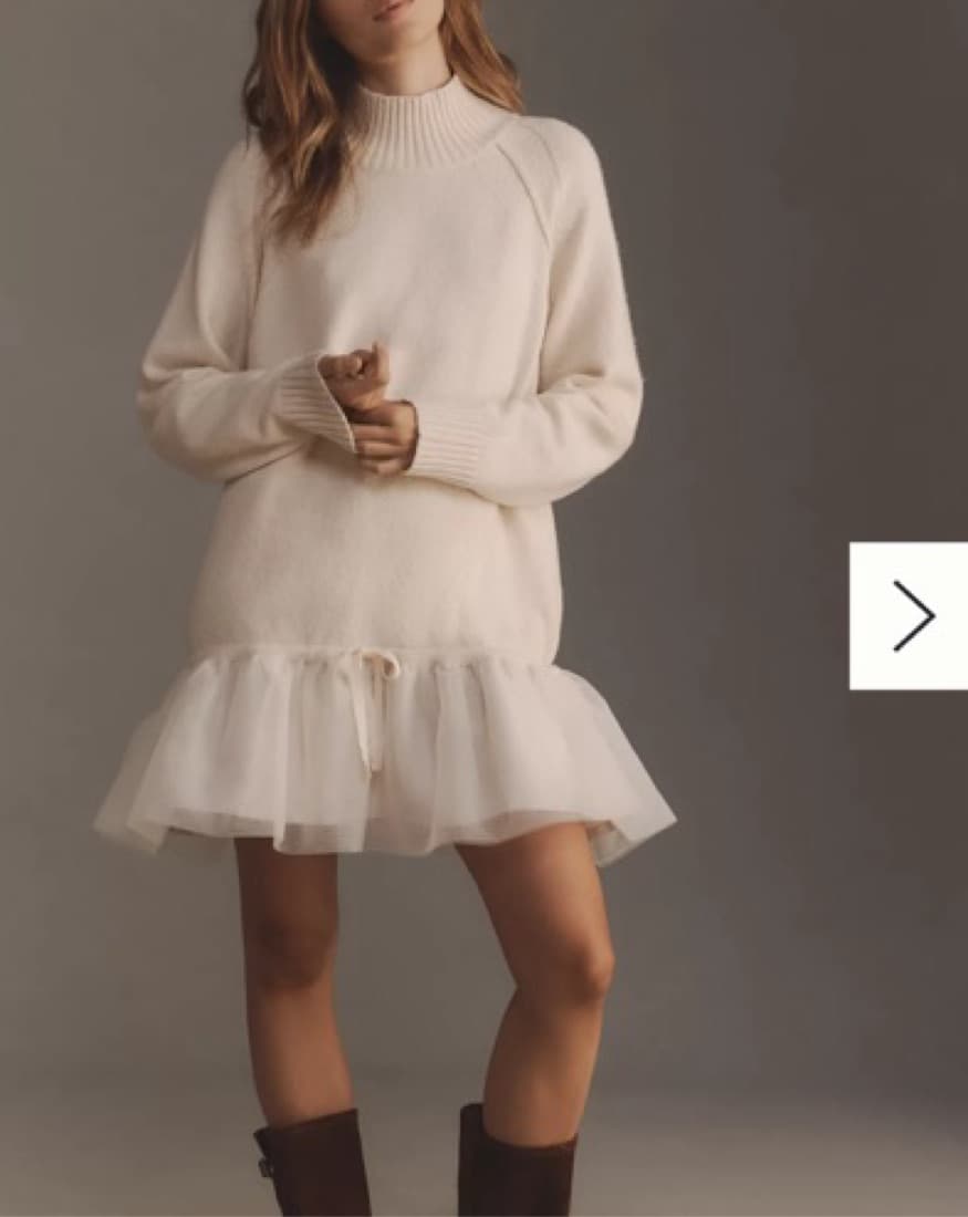 Long-Sleeve Turtleneck Tulle Twofer Dres - Image 1