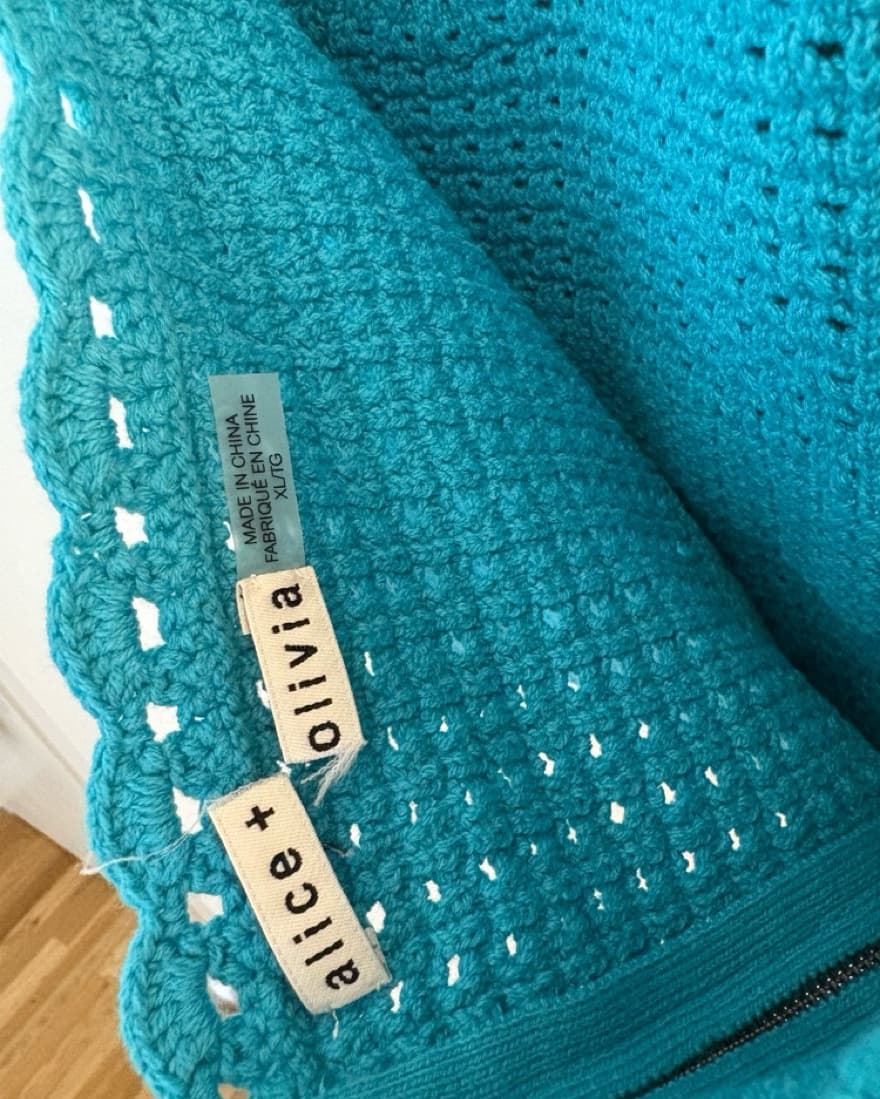 Alice + Olivia Crocheted Teal Halter Top - Image 3
