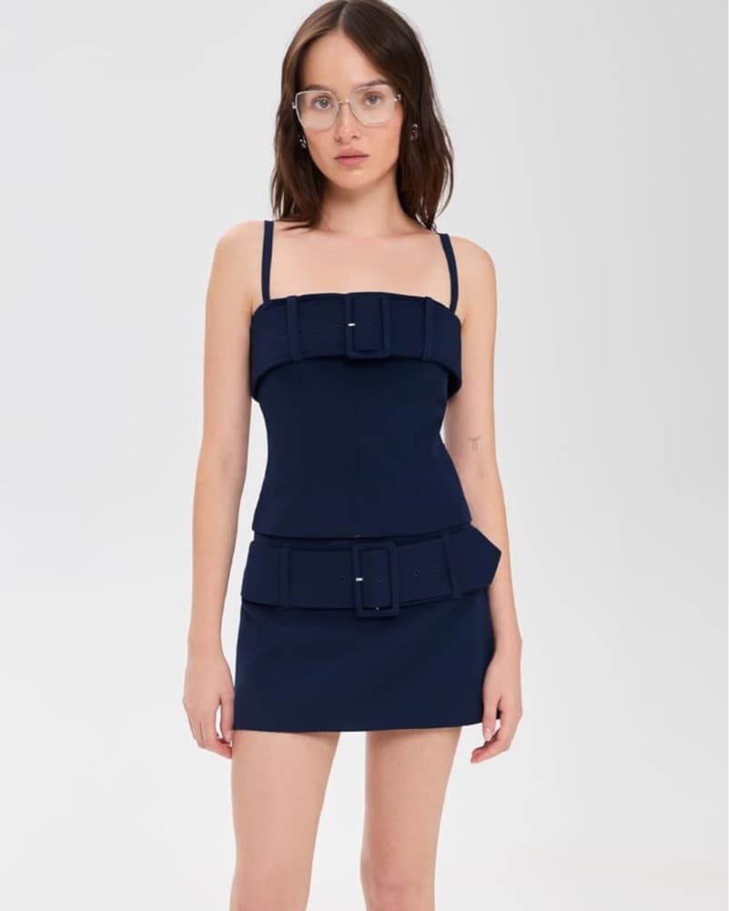 Sandy Liang Navy Skirt Buckle Set  - Image 1