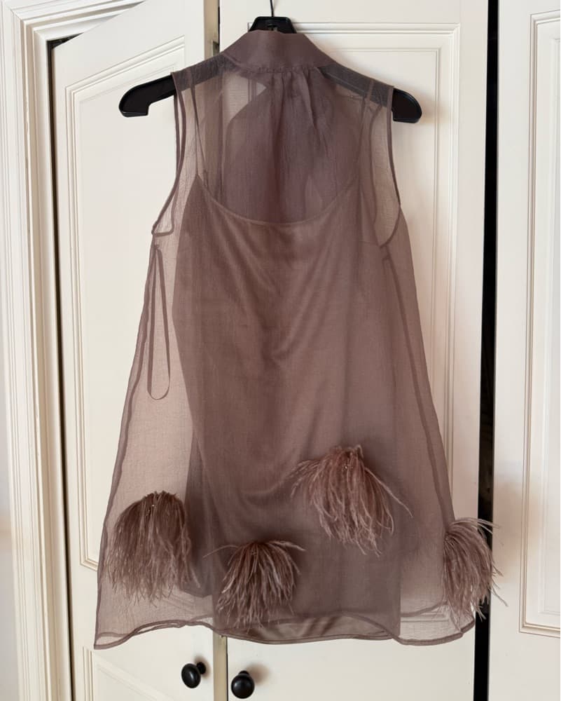 Staud Albee Mini Dress with Feather Embellishments - Image 5