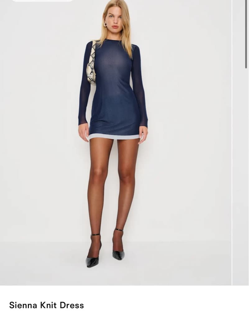 Navy Reformation Mesh Mini Dress  - Image 1