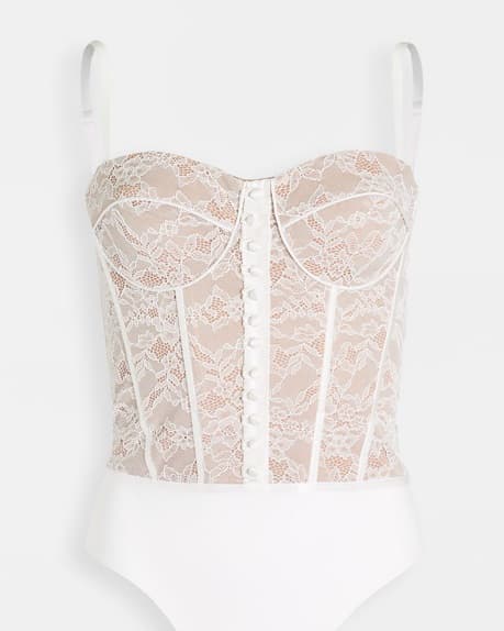 Bustier White Lace Body Suit  - Image 1