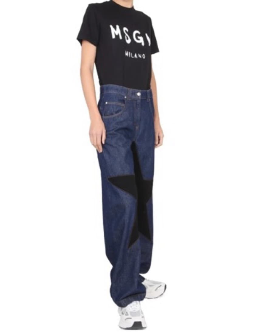 MSGM STAR PATCH WIDE LEG JEANS  - Image 5