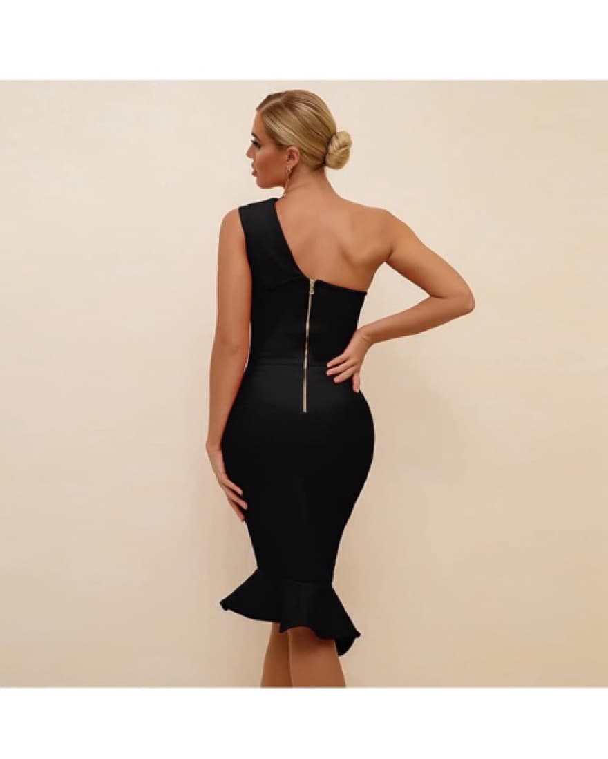 One Shoulder Black Midi - Image 3