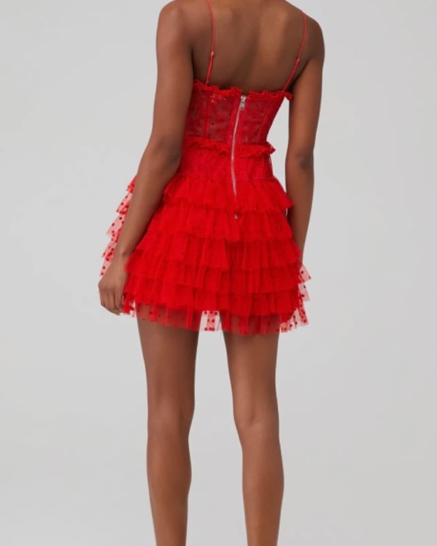 For Love And Lemons Jules Mini Dress Red - Image 3