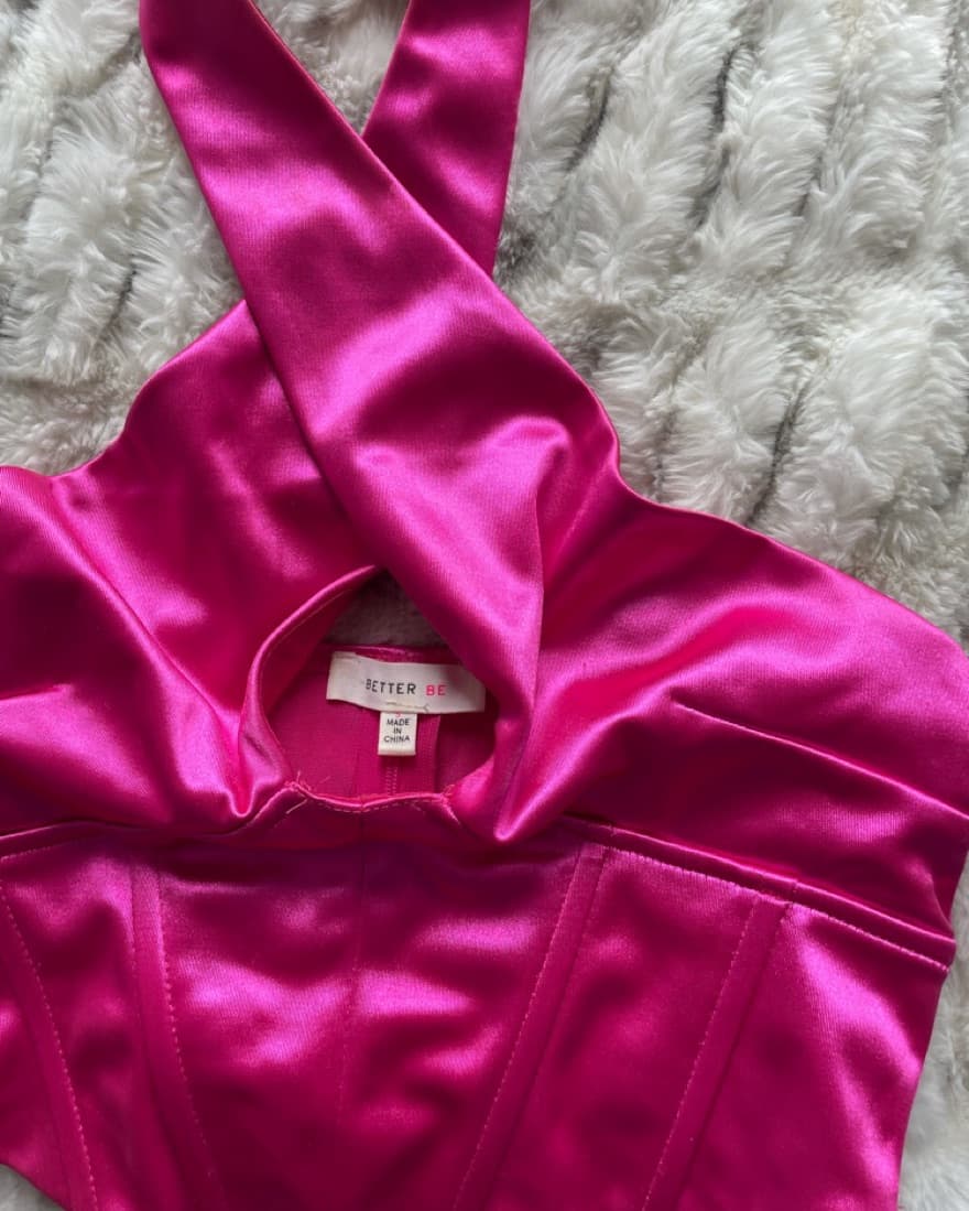 pink corset criss cross top - Image 2