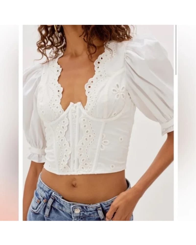 For Love & Lemons Eyelet Crop Top - Image 1