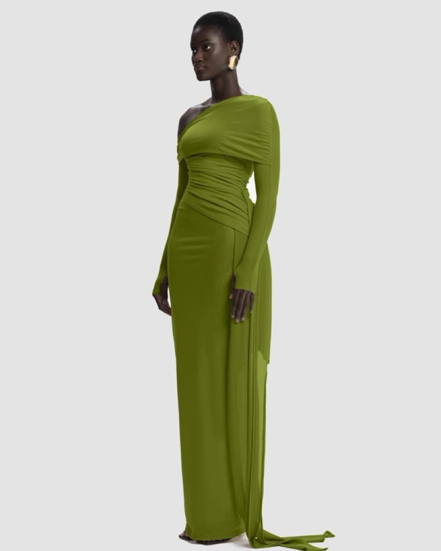 Off The Shoulder Green Gown  - Image 3