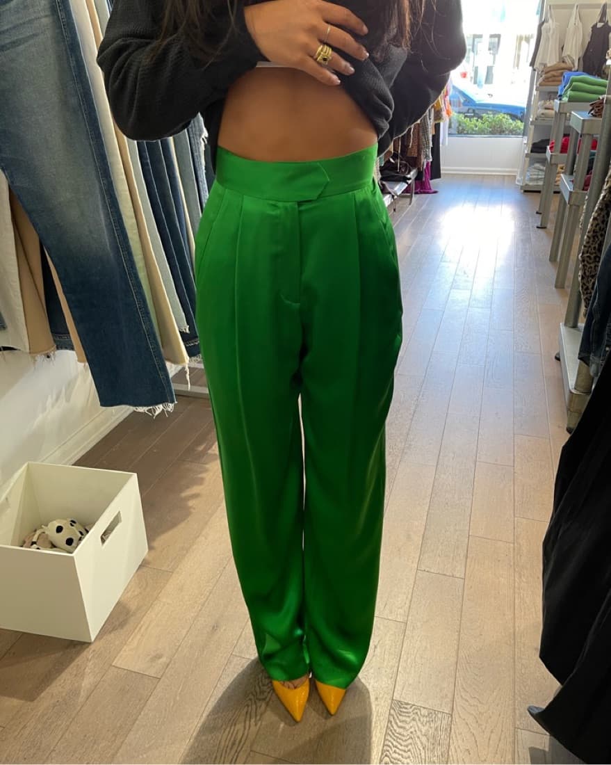Michelle Mason Green Silk Pants - Image 2